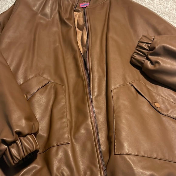 edikted chocolate brown leather jacket - Picture 2 of 7